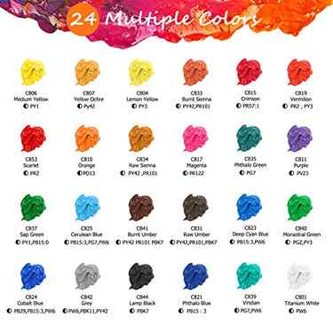 Caliart Acrylic Paint Set With 12 Brushes, 24 Colors (59ml, 2oz) Art Craft Paints Gifts for Artists Kids Beginners & Painters, Halloween Pumpkin Canvas Ceramic Rock Painting Kit Art Supplies #2