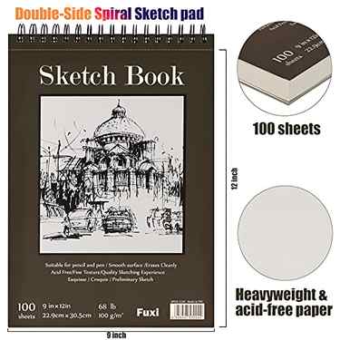 9 x 12 inches Sketch Book, Top Spiral Bound Sketch Pad, 1 Pack 100-Sheets (68lb/100gsm), Acid Free Art Sketchbook Artistic Drawing Painting Writing Paper for Kids Adults Beginners Artists #1