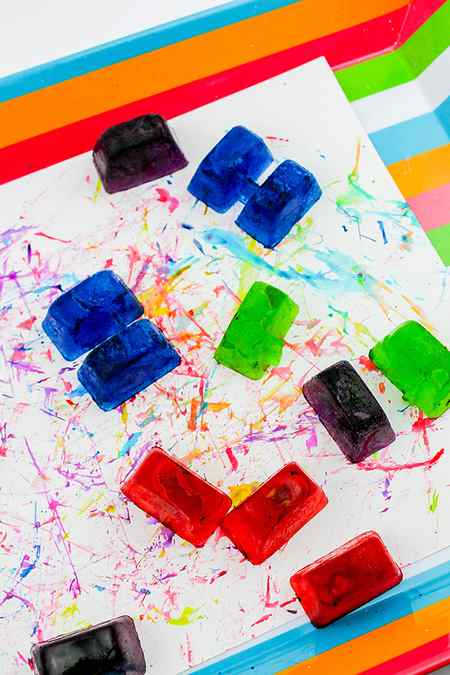 Coloured ice sensory play idea