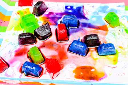 Coloured ice painting sensory play idea