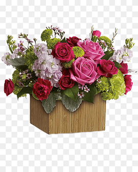 red and pink rose centerpiece in brown wooden vase, Flower delivery Floristry Flower bouquet Cut flowers, bouquet of flowers, flower Arranging, wedding, artificial Flower png thumbnail