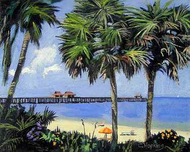 Wall Art - Painting - Naples Pier Naples Florida by Christine Hopkins