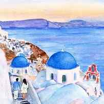 Oia Santorini Greece by Carlin Blahnik CarlinArtWatercolor