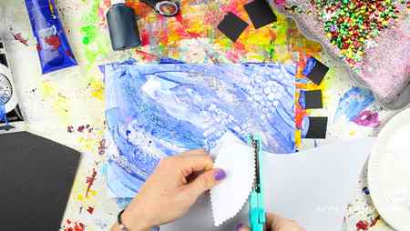 Arty Crafty Kids | Art | Winter Crafts for Kids | Abstract Winter Art for Kids - A fun painting idea using multiple mediums to create a textured Winter scene #wintercraftsforkids #wintercrafts #wintertree #artforkids