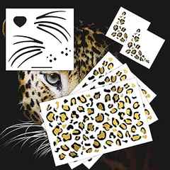 FashionTats Leopard Face Temporary Tattoo Pack (Black & Gold) | Halloween Costume Tattoo Kit | Skin-Safe | MADE IN USA | R. 