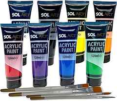 Sponsored Ad – SOL 12pk Acrylic Paint Set | 8x 120ml Acrylic Paints Set + 4 Brushes | Acrylic Paints for Artists Art, Craf. 