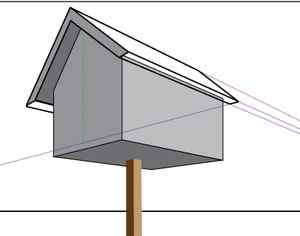 drawing birdhouses in 2 point perspective