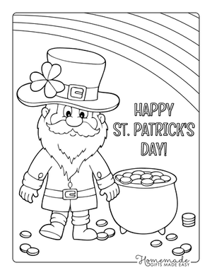 St Patricks Day Coloring Pages Leprechaun Pot Gold