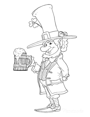 St Patricks Day Coloring Pages Leprechaun Beer