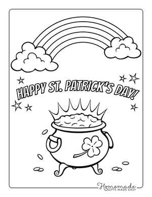 St Patricks Day Coloring Pages Happy Day Rainbow Gold