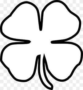 Four-leaf clover Black and white, Shamrock Outline, white, face, leaf png thumbnail