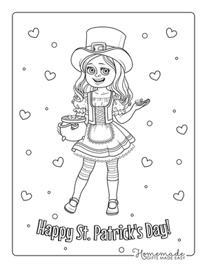 St Patricks Day Coloring Pages Girl Leprechaun Costume