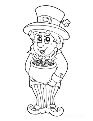 St Patricks Day Coloring Pages Leprechaun Pot of Gold