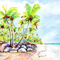 Tropical Bavaro Beach Punta Cana Dominican Republic by Carlin Blahnik CarlinArtWatercolor