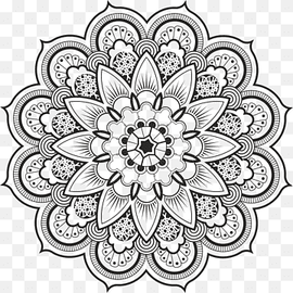 black floral mandala, Mandala Mehndi Drawing Coloring book, design, symmetry, monochrome, flower png thumbnail