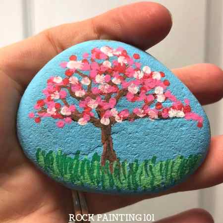 Apple Blossom Painted Rock