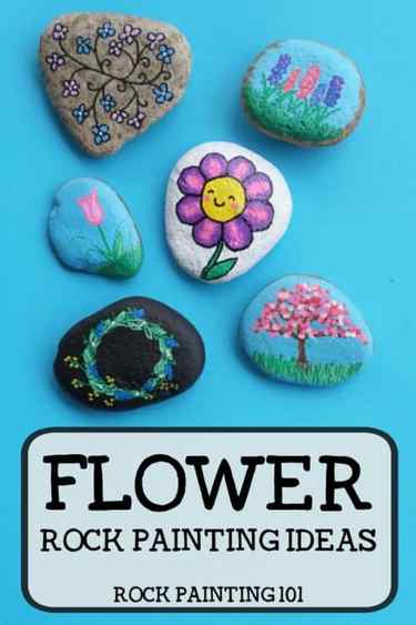 Flower rocks that are bright, colorful, easy to create, and fun! Check out this collection of easy flower painting ideas that will make beautifully painted rocks! #flowerrocks #rockpainting #stonepainting #paintedpebbles #flowerrockpainting #easyflowerpainting #simpleflowers #paintedrocks #rockpaintingforbeginners #springrocks #rockpaintingspring #rockpaintingflowers #howtodrawaflower #rockpainting101