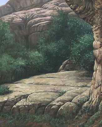 painting rocks, trees,landscape