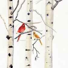 Birch Trees and Cardinal by Melly Terpening