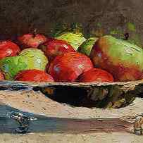 Silver Bowl With Apples by Susan N Jarvis