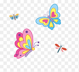 four butterflies, Butterfly Drawing, Cartoon Butterfly Dragonfly, cartoon Character, ink png thumbnail