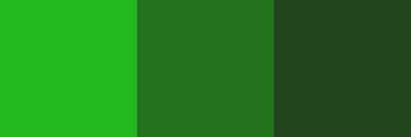 three blocks showing three shades of green