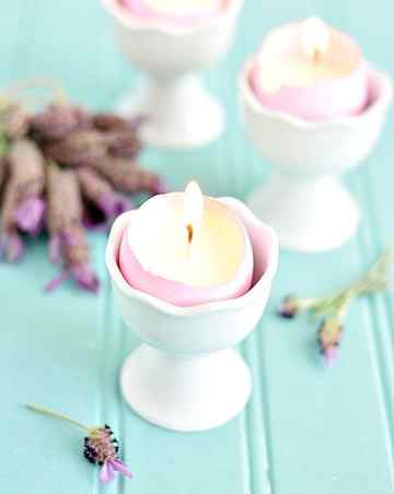 easter table decor lavender eggshell candles