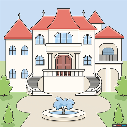 how to draw a mansion featured image