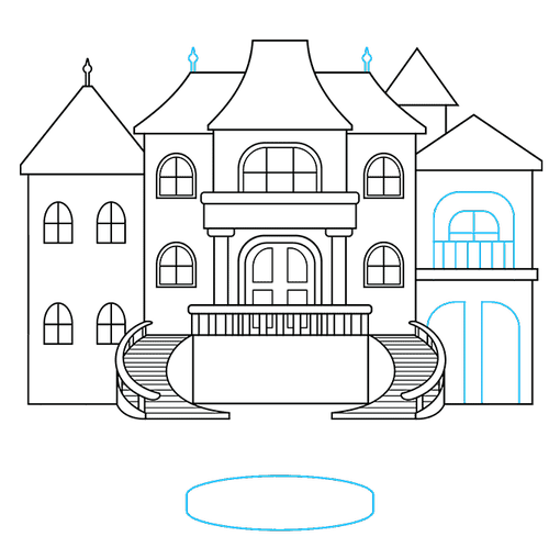 mansion step-by-step drawing tutorial: step 07