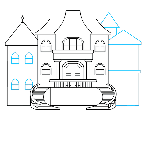 mansion step-by-step drawing tutorial: step 06