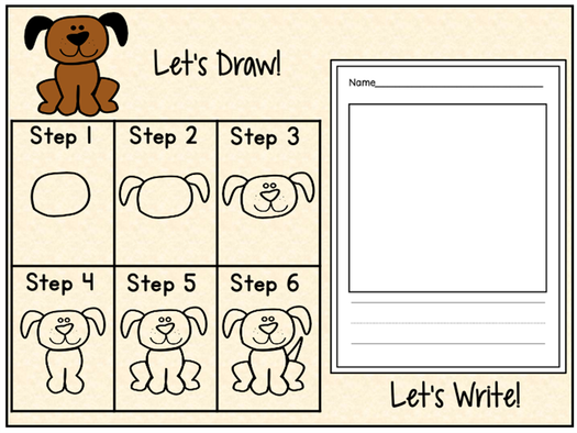 directed drawing of a dog - kindergarten writing unit 