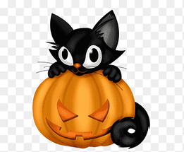 Black cat Halloween, Kitten and pumpkin, mammal, painted png thumbnail