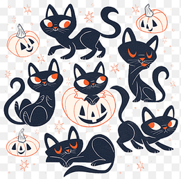 Black cat Kitten Drawing Illustration, Black Cat Pumpkin, mammal, cat Like Mammal png thumbnail