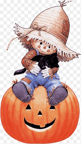 scarecrow holding cat on pumpkin, Halloween Drawing Child, Thanks Giving, holidays, pumpkin png thumbnail