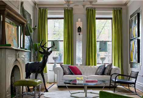 Chartreuse-living-room-curtains