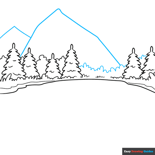 easy reflection drawing - mountain landscape step-by-step drawing tutorial: step 5