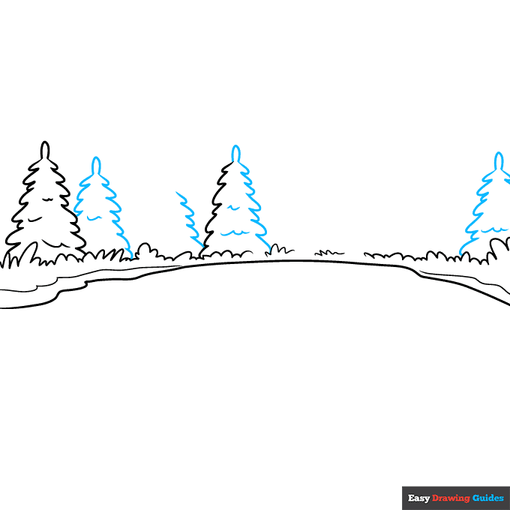 easy reflection drawing - mountain landscape step-by-step drawing tutorial: step 3