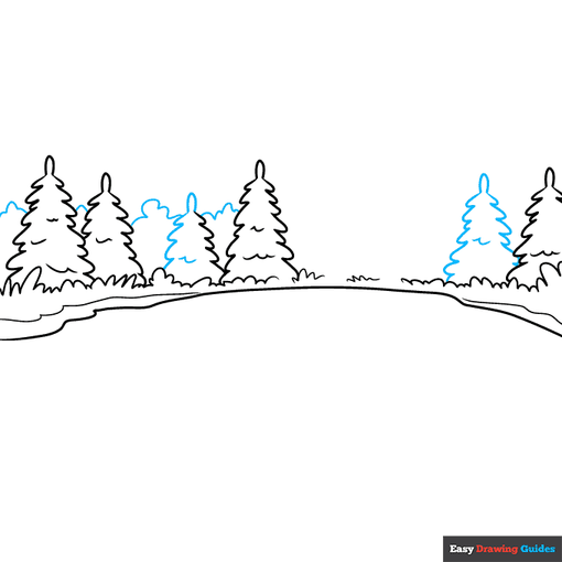 easy reflection drawing - mountain landscape step-by-step drawing tutorial: step 4