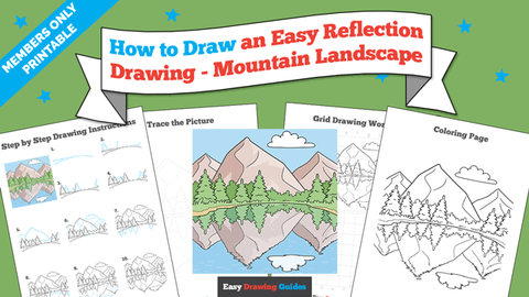 How to Draw an Easy Reflection Drawing - Mountain Landscape Printable THumbnail