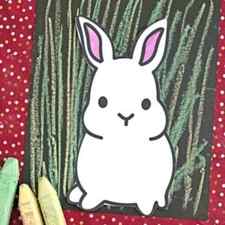 Paper & Chalk Art Bunny In Grass Project For Kids