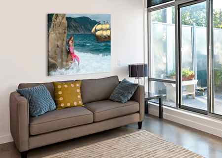 MERMAID SITTING ON A ROCK JENNIFER JONES Canvas Print