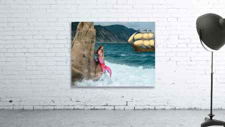 Mermaid Sitting on a Rock Acrylic print