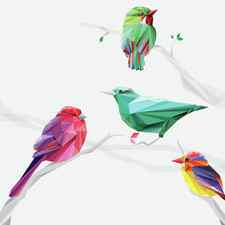 Set Of Abstract Geometric Colorful Birds by Pika111
