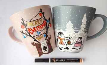 christmas-cup painting ideas-hand painted mug painting ideas-mug paint ideas-cup painting designs