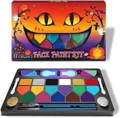 TAISOVIC 17 Colors Evil Pumpkin Face Painting Kit Water Based Non-toxic SFX Look Halloween Cosplay Costume Facepaint Drawi. 