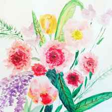 Watercolor flower arrangement by Melanie Nadeau