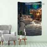 Winter Landscape Snowman Nature Modern Wall Hanging Tapestry for Living Room Decoration