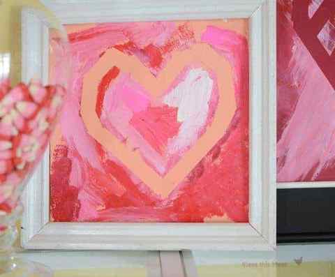 framed kid art, framed heart, Valentine heart craft
