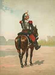 Unidentified French soldier on horseback (chromolitho)