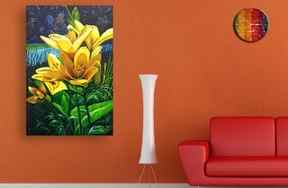 Vibrant Feather Canvas Painting - Modern Canvas Art in Luxury Gold-Kotart